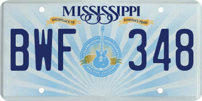 MS license plate BWF348