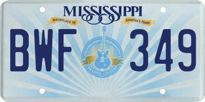 MS license plate BWF349