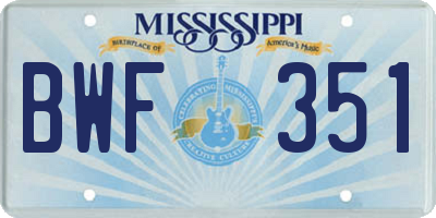 MS license plate BWF351