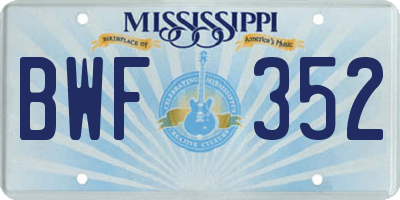 MS license plate BWF352
