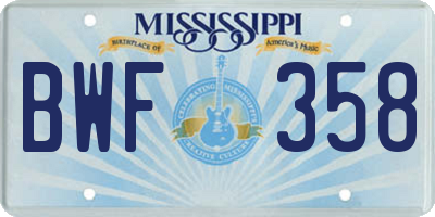 MS license plate BWF358