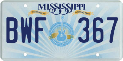 MS license plate BWF367