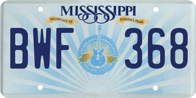 MS license plate BWF368