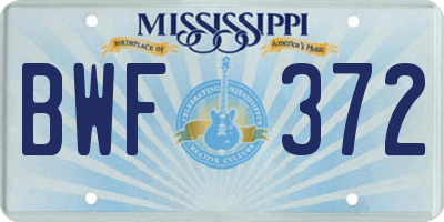 MS license plate BWF372