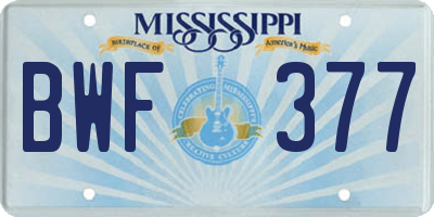 MS license plate BWF377
