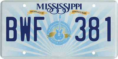 MS license plate BWF381