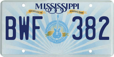 MS license plate BWF382