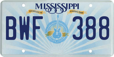 MS license plate BWF388