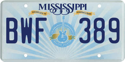 MS license plate BWF389
