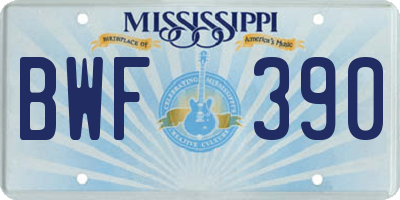 MS license plate BWF390