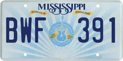 MS license plate BWF391