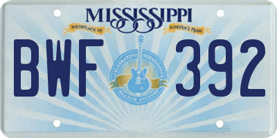 MS license plate BWF392