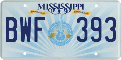 MS license plate BWF393