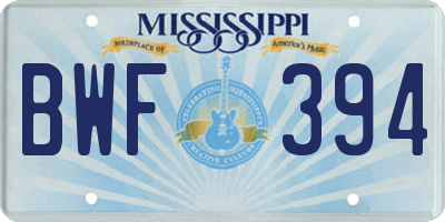 MS license plate BWF394