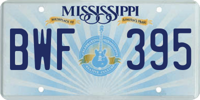 MS license plate BWF395
