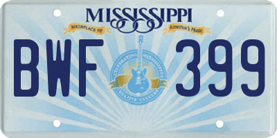 MS license plate BWF399
