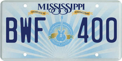 MS license plate BWF400