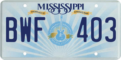 MS license plate BWF403