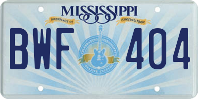 MS license plate BWF404