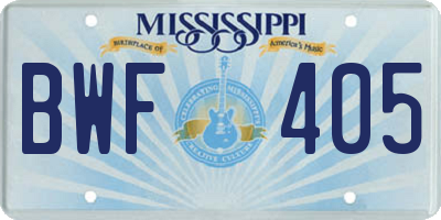 MS license plate BWF405