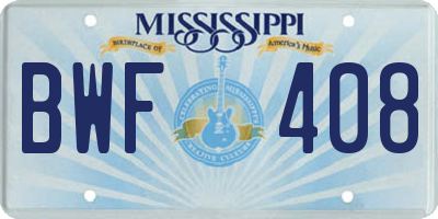 MS license plate BWF408