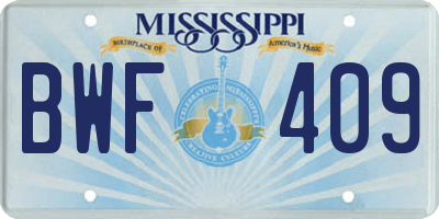 MS license plate BWF409