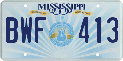 MS license plate BWF413