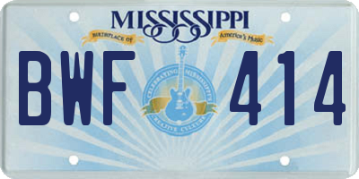 MS license plate BWF414