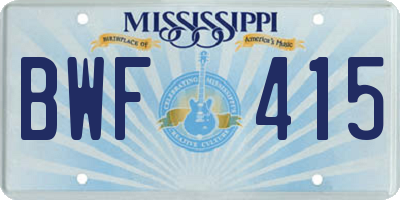 MS license plate BWF415
