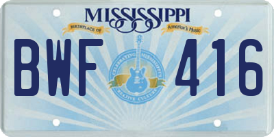 MS license plate BWF416