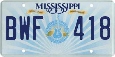 MS license plate BWF418
