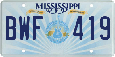 MS license plate BWF419