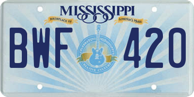 MS license plate BWF420