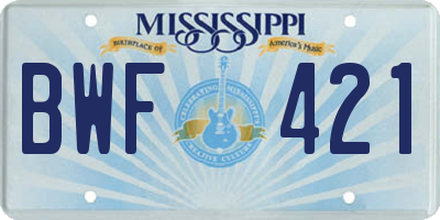 MS license plate BWF421