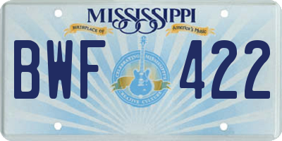 MS license plate BWF422