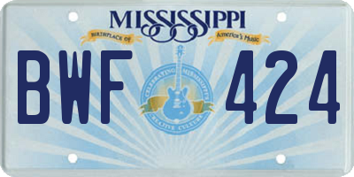 MS license plate BWF424