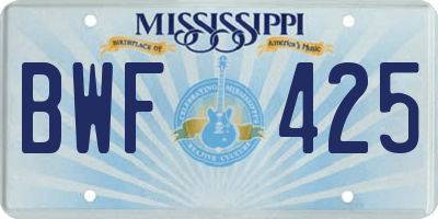 MS license plate BWF425