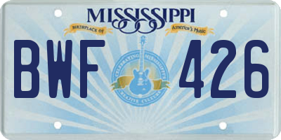 MS license plate BWF426