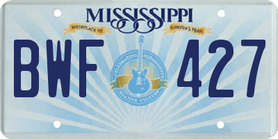 MS license plate BWF427