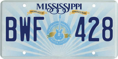 MS license plate BWF428