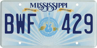 MS license plate BWF429