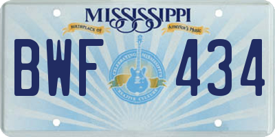 MS license plate BWF434