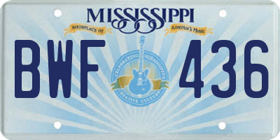 MS license plate BWF436