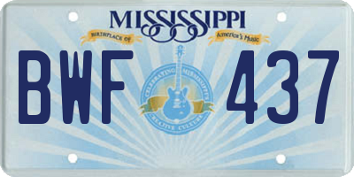MS license plate BWF437