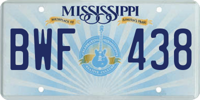 MS license plate BWF438