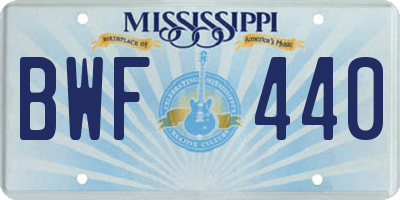 MS license plate BWF440