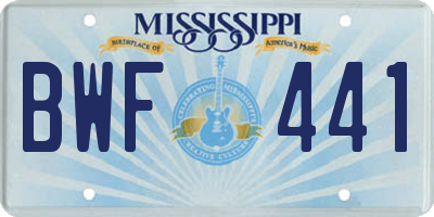 MS license plate BWF441