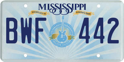 MS license plate BWF442