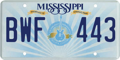 MS license plate BWF443