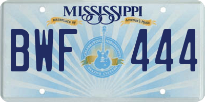 MS license plate BWF444